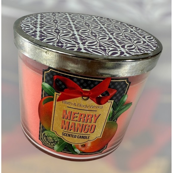 NEW! Bath & Body Works Merry Mango Scented 3 Wick Candle Large 14.5 OZ *Read Des - Picture 7 of 7